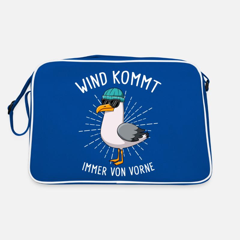 Wind Kommt Immer Von Vorne Möwe Retro Tasche