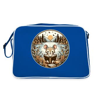 Mouse Wilderness Book Reading Adventure - Retro Tasche - Blau/Weiß - Hinten