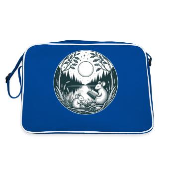 Mouse Wilderness Buchlesung Full Moon Lake - Retro Tasche - Blau/Weiß - Hinten