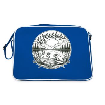 Frosch-Wildnis-Buchlesung Full Moon Lake - Retro Tasche - Blau/Weiß - Hinten