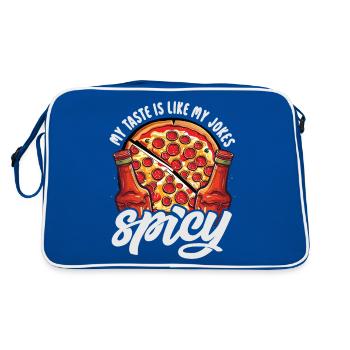 Red Hot Chili Sauce Épicé Amateur de Nourriture Pizza Robe - Sac Retro - bleu/blanc - Dos