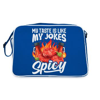 Red Hot Chili Sauce Épicé Amateur de Nourriture Pizza Robe - Sac Retro - bleu/blanc - Dos
