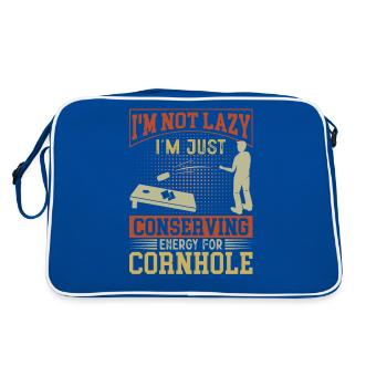 Corn Hole Player Bean Bags Hitting Holes Outfit - Retro Bag - blue/white - Back