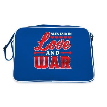 All's Fair In Love And War T-Shirt Grafik Neuheit - Retro Tasche - Blau/Weiß - Hinten