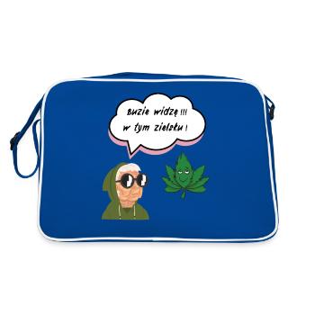Ich sehe mein Gesicht in diesem Gras - Retro Tasche - Blau/Weiß - Hinten