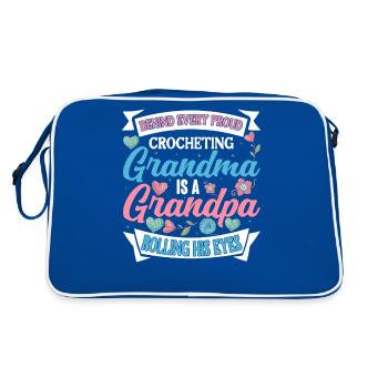 Crochet Crochet Fil Grand-mère Grand-père - Sac Retro - bleu/blanc - Dos