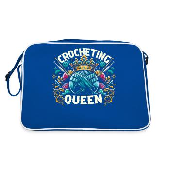 Crocheteuse au crochet Crochet Queen Lady Girl - Sac Retro - bleu/blanc - Dos