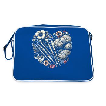 Häkeln Crochet Crocheter Yarn Cool Heart - Retro Bag - blue/white - Back