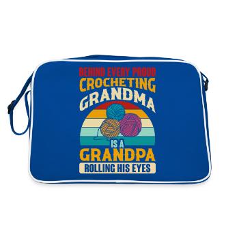 Crochet Crochet Fil Grand-mère Grand-père - Sac Retro - bleu/blanc - Dos