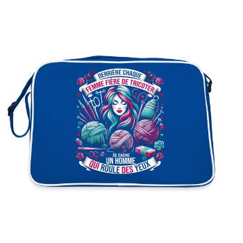 Crochet Crochet Crochet Fil Tricot Citations - Sac Retro - bleu/blanc - Dos