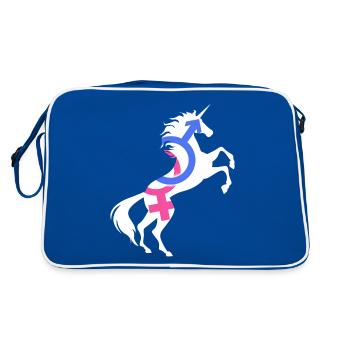 Symbol für die Gleichstellung der Geschlechter Einhorn T-Shirt Magisch - Retro Tasche - Blau/Weiß - Hinten