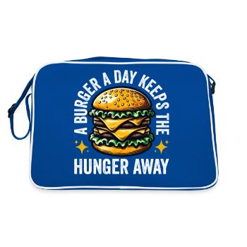 Un hamburger par jour éloigne la faim drôle - Sac Retro - bleu/blanc - Dos