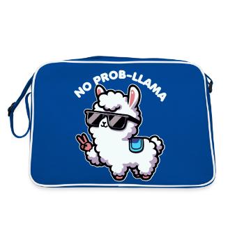 No Probllama Funny Llama Lover Wortspiel für Alpaka - Retro Tasche - Blau/Weiß - Hinten