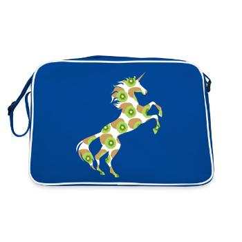 Kiwis Einhorn T-Shirt Chinesisches Stachelbeer-Wortspiel - Retro Tasche - Blau/Weiß - Hinten
