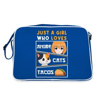 Just a Girl Who Loves Anime Cats Tacos - Retro Bag - blue/white - Back