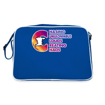 Weather Storm Chaser Meteorology Lover Outfit - Retro Bag - blue/white - Back