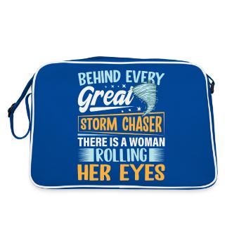 Tornado Hunter Wife Rolling Eyes Hurricane - Retro Bag - blue/white - Back