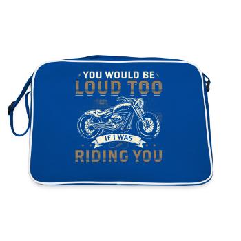 Freches Motorrad-t-shirt - Retro Tasche - Blau/Weiß - Hinten