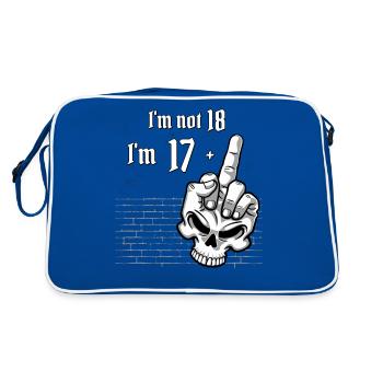 I'm Not 18, I'm 17 Plus 1 Middle Finger Skull - Retro Bag - blue/white - Back