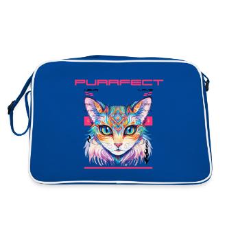 Anime Purrfect Neko Love Design - Retro Bag - blue/white - Back