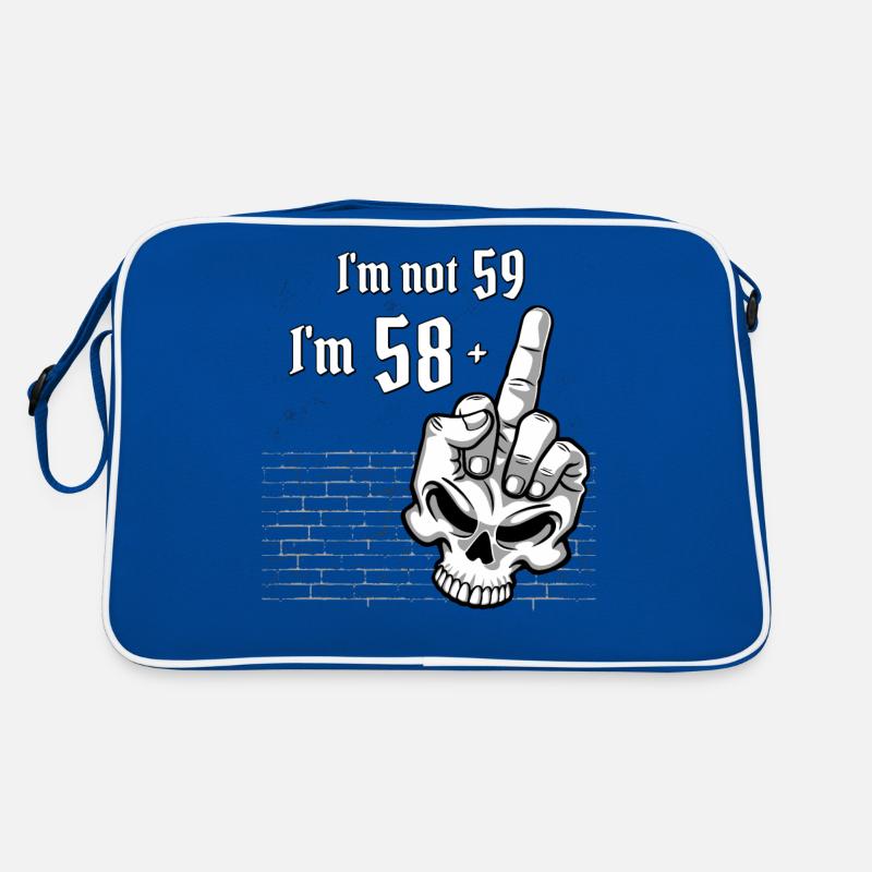 Ich bin nicht 59, ich bin 58 plus 1 Mittelfingerschädel Retro Tasche