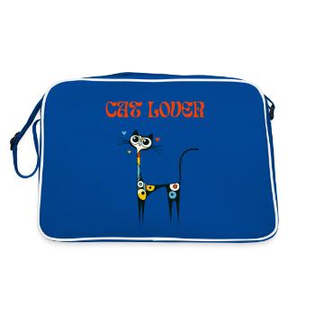Chat Lover Cat Miró Art Peinture Chat Dame Drôle - Sac Retro - bleu/blanc - Dos