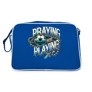 Fußballbegeisterter Wettbewerb Religiöser Trainer - Retro Tasche - Blau/Weiß - Hinten