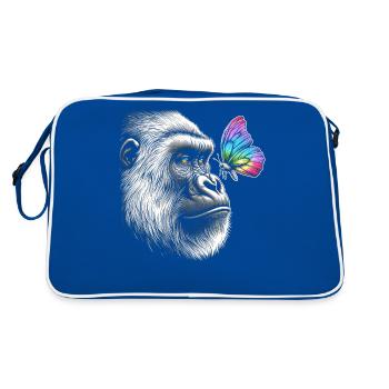 Gorille papillons Animal Faune Gardien de zoo - Sac Retro - bleu/blanc - Dos