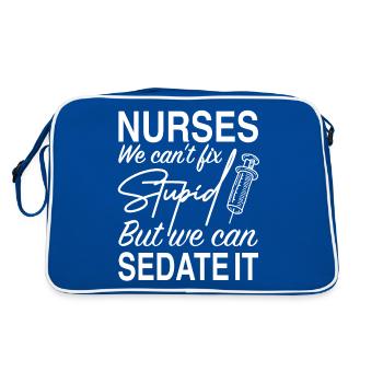 Funny Nurse Gift We Can't Fix Stupid But We Can... - Retro Bag - blue/white - Back