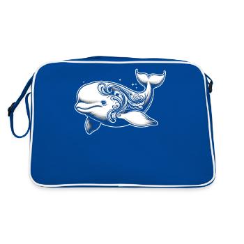 Beluga whale, sea creatures, whale marine ketology - Retro Bag - blue/white - Back