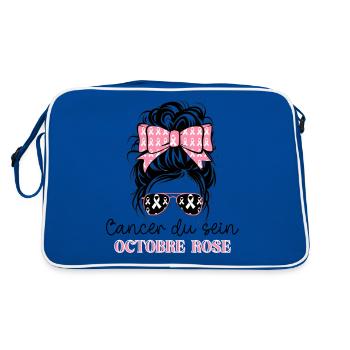 Octobre Rose 2024 Mois Cancer Sein - Sac Retro - bleu/blanc - Dos