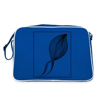 Minimalist Leaf Line Art – Elegant Botanical Art - Retro Bag - blue/white - Back