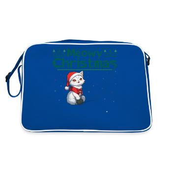 Santa Kitty Weihnachten - Purrfect Cat Lover Weihnachten - Retro Tasche - Blau/Weiß - Hinten