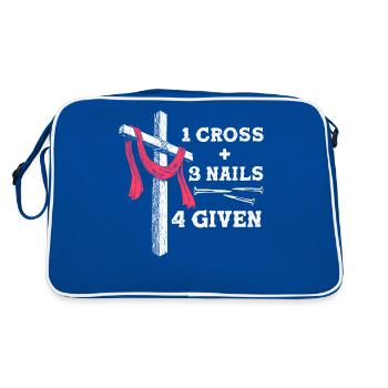 Christian Faith - 1 Cross 3 Nails 4 Given Message - Retro Bag - blue/white - Back