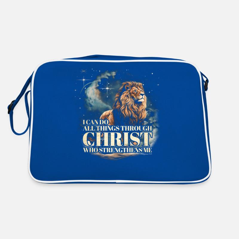 Philippians 4:13 I Can Do All Things - Strength - Retro Bag - blue/white