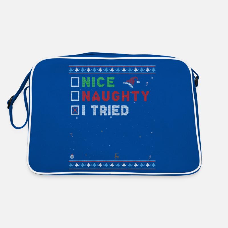 Nett oder frech - ich habe es mit dem Weihnachtsmann versucht Retro Tasche