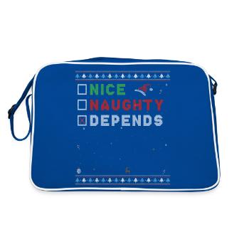 Nice Naughty – Depends, It Wasn't Me – Christmas - Retro Bag - blue/white - Back