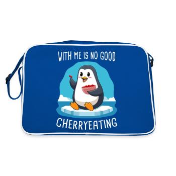 With Me is No Good Cherryeating Proverb - Retro Bag - blue/white - Back