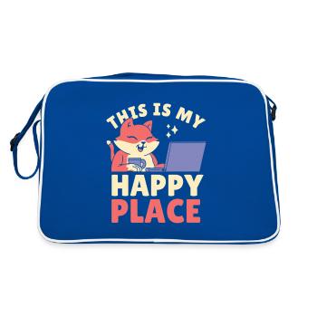 Das ist mein glücklicher Ort - Retro Tasche - Blau/Weiß - Hinten
