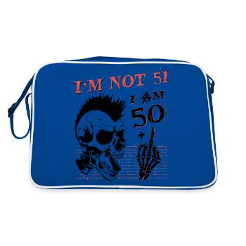 I Am 50 Plus Middle Finger - 51st Birthday - Retro Bag - blue/white - Back