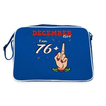 Born in December - I am 76 + Middle Finger for - Retro Bag - blue/white - Back