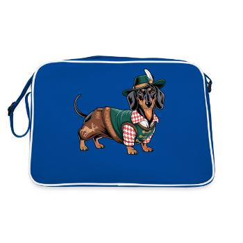 Teckel bavarois Chemise rouge blanche Costume traditionnel Bavière - Sac Retro - bleu/blanc - Dos
