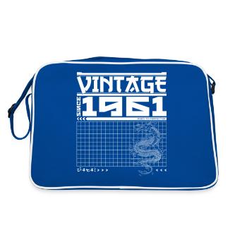 Samurai Geist seit 1961 - 64. Geburtstag Drache - Retro Tasche - Blau/Weiß - Hinten