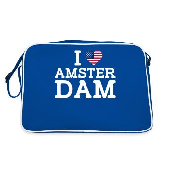 J’aime Amsterdam USA Drapeau American Lover Drapeau Jeu de mots - Sac Retro - bleu/blanc - Dos