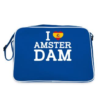 J’aime Amsterdam Madrid Espagne Amoureux du drapeau du cœur - Sac Retro - bleu/blanc - Dos