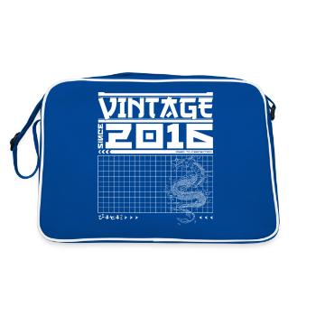 Samurai Power seit 2016 - 9. Geburtstag Drache - Retro Tasche - Blau/Weiß - Hinten