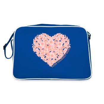Florales Herz mit inspirierender Botschaft Floral - Retro Tasche - Blau/Weiß - Hinten