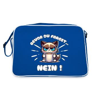 Chat agacé : Avant que vous ne demandiez : Non ! Drôle de lundi - Sac Retro - bleu/blanc - Dos