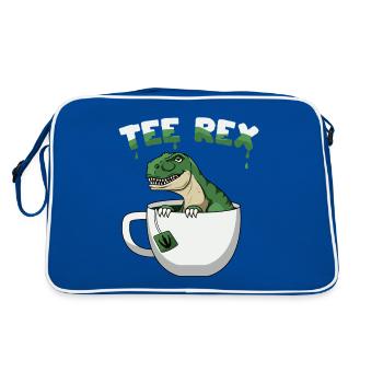 T-Rex Tyrannosaurus Rex Tee Trinker Dino mit Tee - Retro Tasche - Blau/Weiß - Hinten