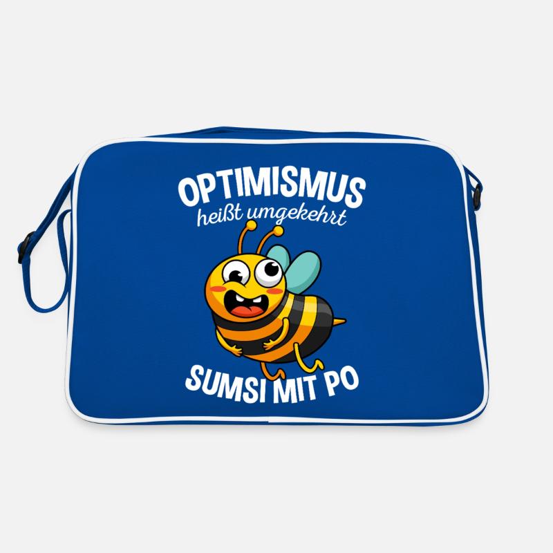Optimismus Sumsi Mit Po Imker Bienen Honig Spruch - Retro Tasche - Blau/Weiß